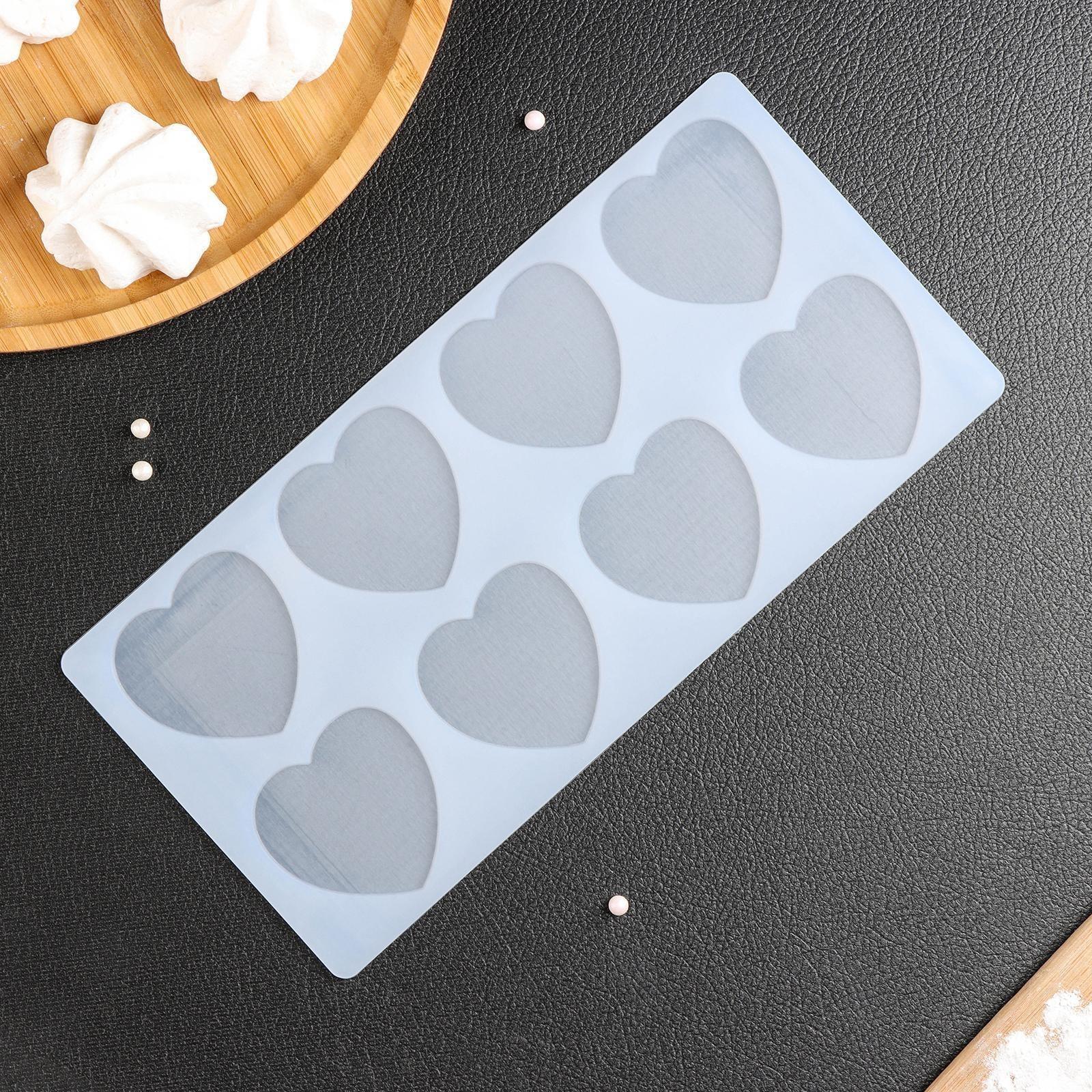 Силиконовый коврик для айстинга «Сердечки», 8 ячеек, 23,5×11,5×0,3 см, цвет прозрачный