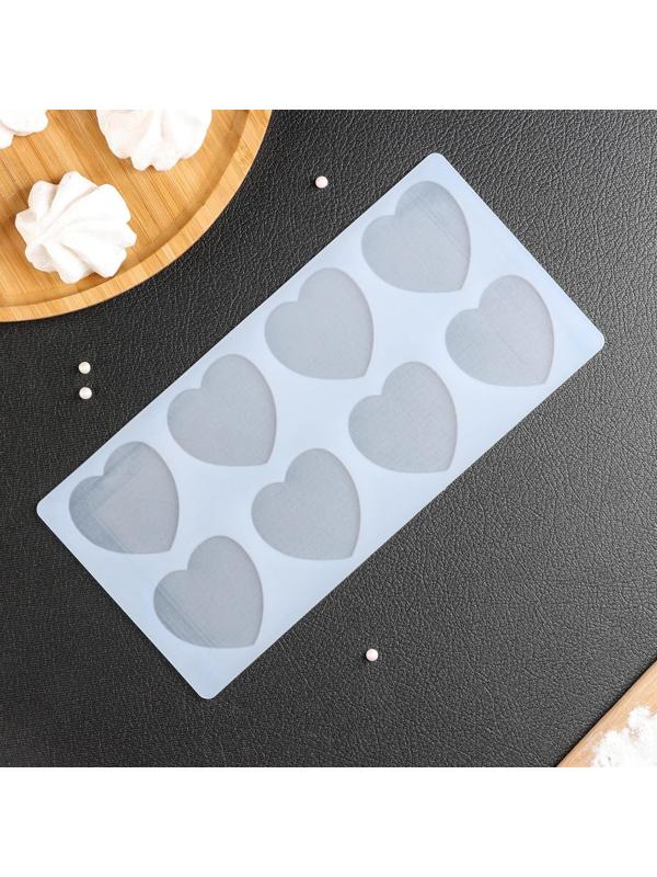 Силиконовый коврик для айстинга «Сердечки», 8 ячеек, 23,5×11,5×0,3 см, цвет прозрачный