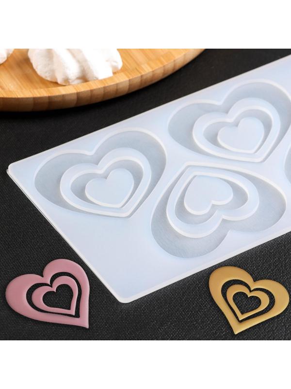 Силиконовый коврик для айстинга «Сердцем к сердцу», 4 ячейки, 19×11,5×0,3 см, цвет прозрачный