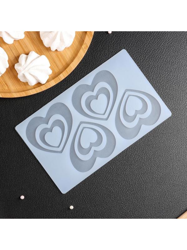 Силиконовый коврик для айстинга «Сердцем к сердцу», 4 ячейки, 19×11,5×0,3 см, цвет прозрачный