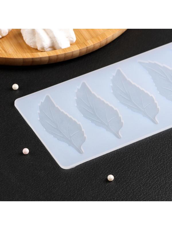 Силиконовый коврик для айстинга «Листочки», 6 ячеек, 22×9×0,3 см, цвет прозрачный