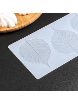 Силиконовый коврик для айстинга «Тополиный лист», 3 ячейки, 23×11×0,3 см, цвет прозрачный