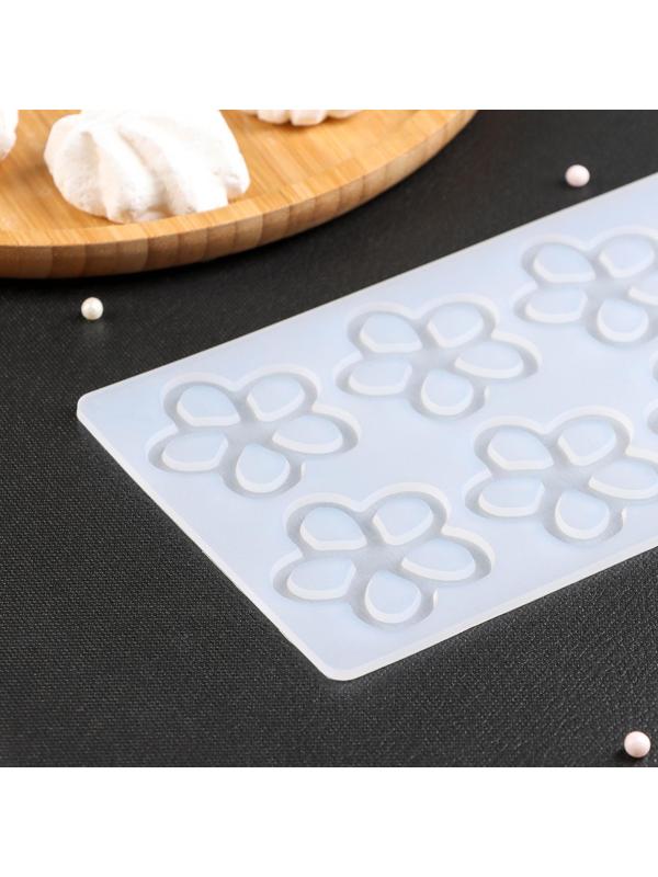 Силиконовый коврик для айстинга «Цветочки», 8 ячеек, 21×11×0,3 см, цвет прозрачный