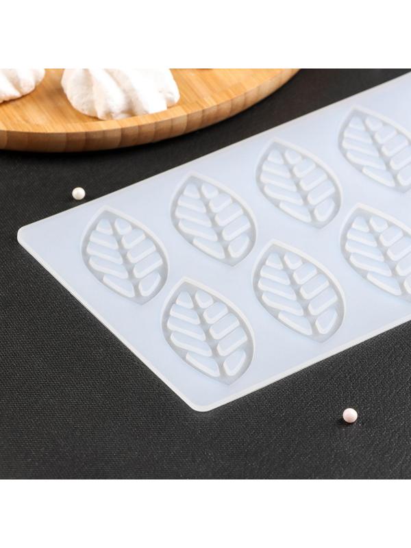 Силиконовый коврик для айстинга «Листья вишни», 10 ячеек, 23×13×0,3 см, цвет прозрачный