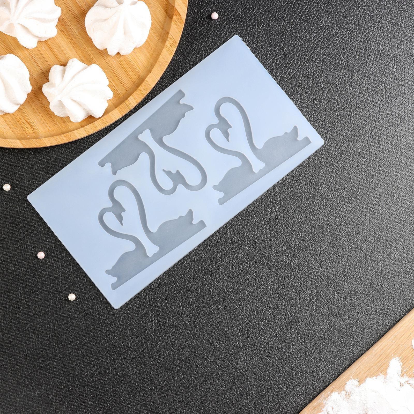 Силиконовый коврик для айстинга «Пара лебедей», 3 ячейки, 20×10,5×0,3 см, цвет прозрачный