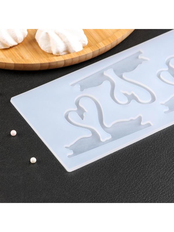 Силиконовый коврик для айстинга «Пара лебедей», 3 ячейки, 20×10,5×0,3 см, цвет прозрачный