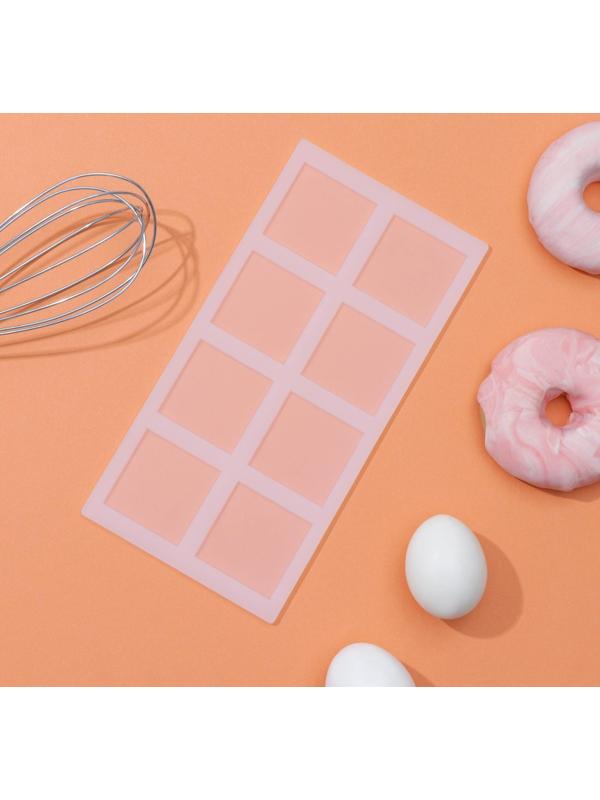 Силиконовый коврик для айстинга «Квадрат», 8 ячеек, 22,5×11×0,3 см, цвет прозрачный