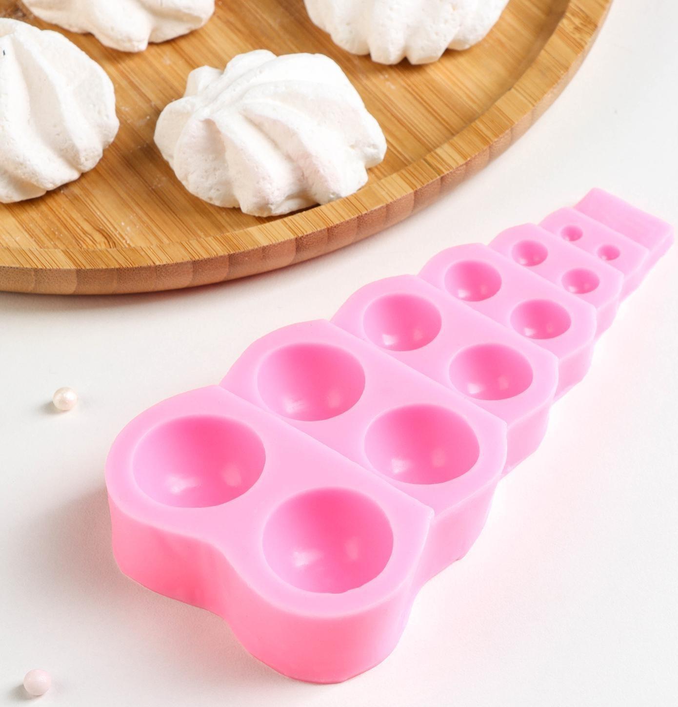 Молд «Полусферы», 14×7×2 см, 12 ячеек, цвет розовый