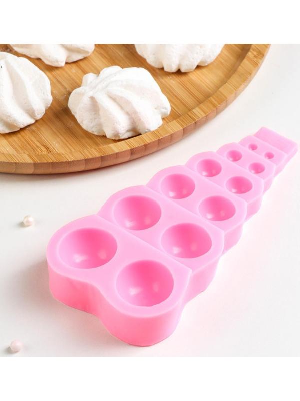 Молд «Полусферы», 14×7×2 см, 12 ячеек, цвет розовый