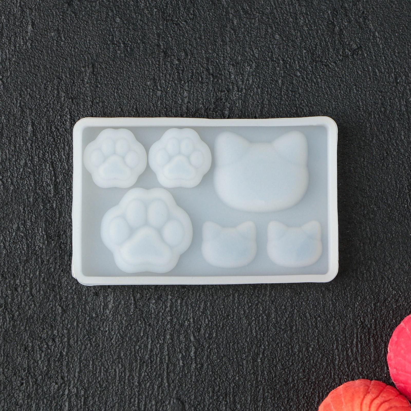 Форма для льда и кондитерских украшений «Котик», 7,7×5×0,7 см, силикон, 6 ячеек, цвет прозрачный