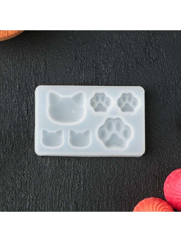 Форма для льда и кондитерских украшений «Котик», 7,7×5×0,7 см, силикон, 6 ячеек, цвет прозрачный