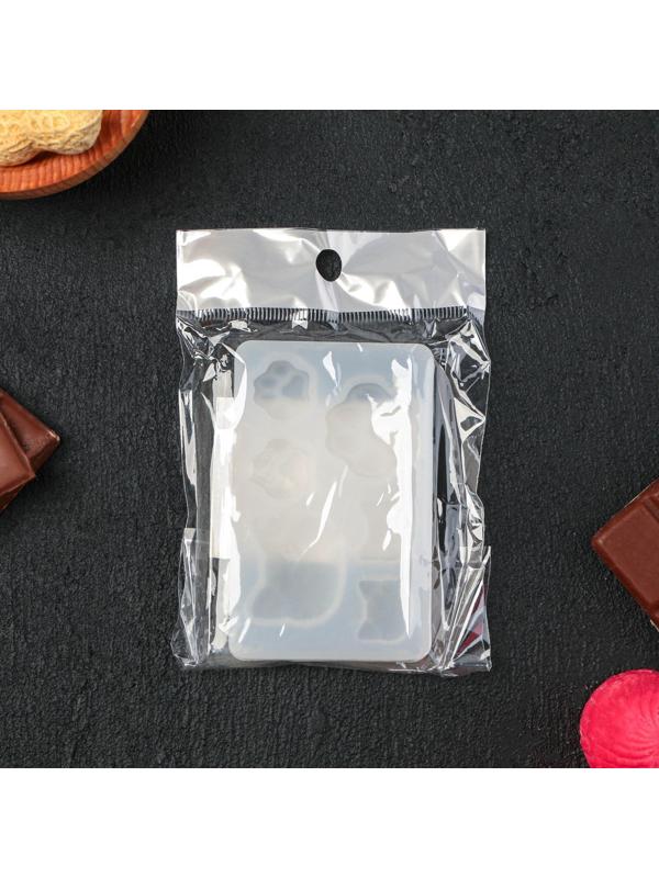 Форма для льда и кондитерских украшений «Котик», 7,7×5×0,7 см, силикон, 6 ячеек, цвет прозрачный