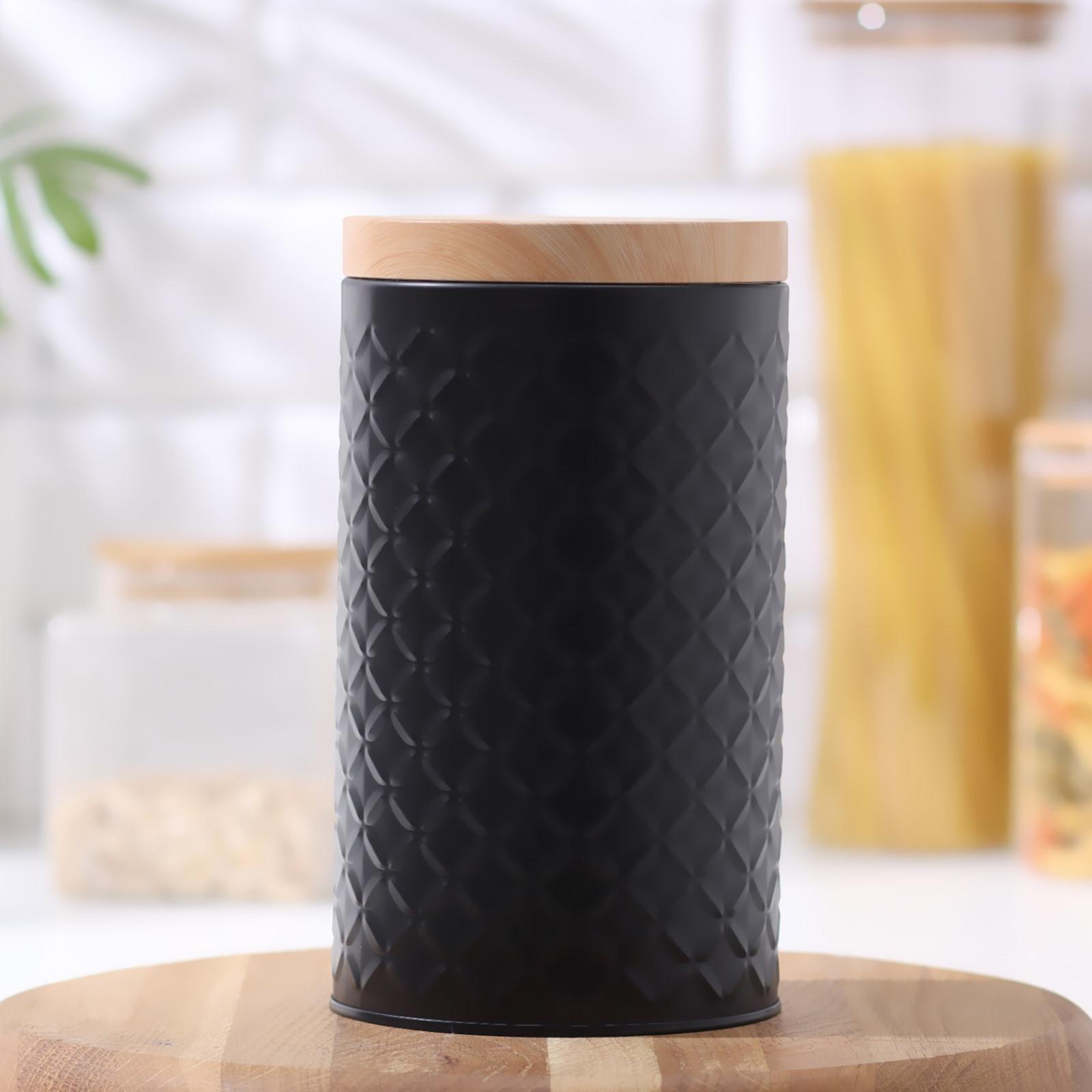 Банка для сыпучих продуктов «Сканди», 19×10,5 см, цвет чёрный