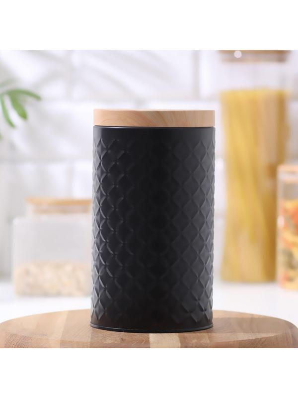 Банка для сыпучих продуктов «Сканди», 19×10,5 см, цвет чёрный