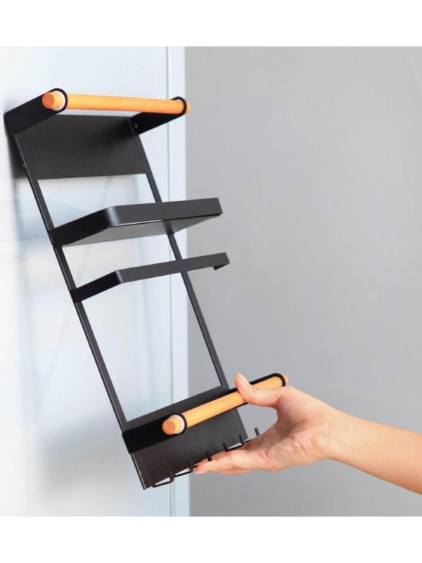 Держатель для кухонных принадлежностей на магните Доляна, 6 крючков, 4 направляющих, 34×24,5×34 см, цвет коричневый