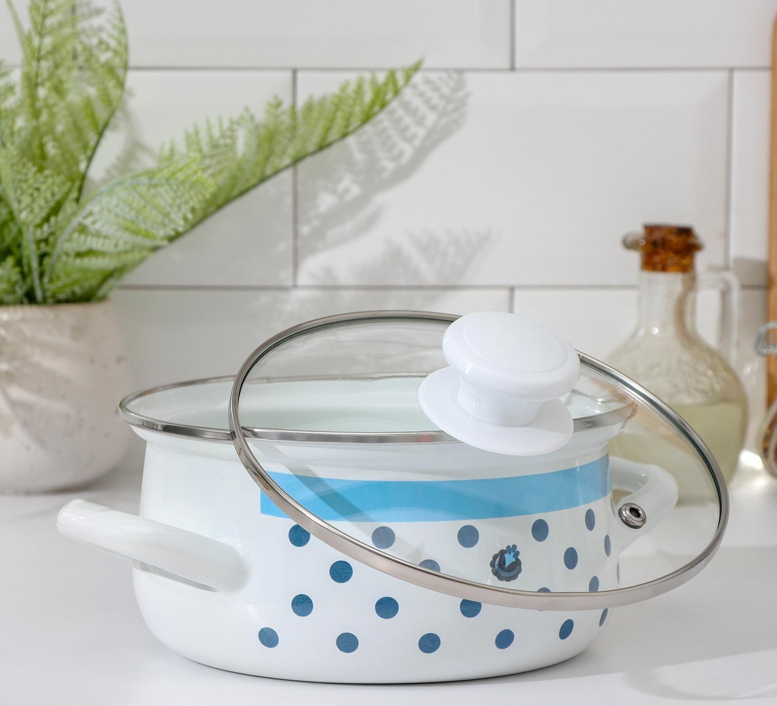 Кастрюля Доляна «Свиристель», 1,5 л, стеклянная крышка, индукция, цвет белый