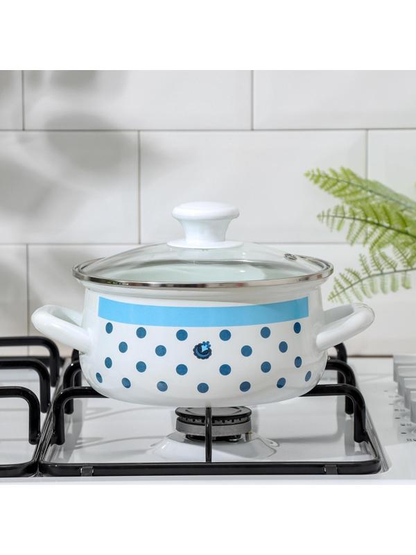 Кастрюля Доляна «Свиристель», 1,5 л, стеклянная крышка, индукция, цвет белый