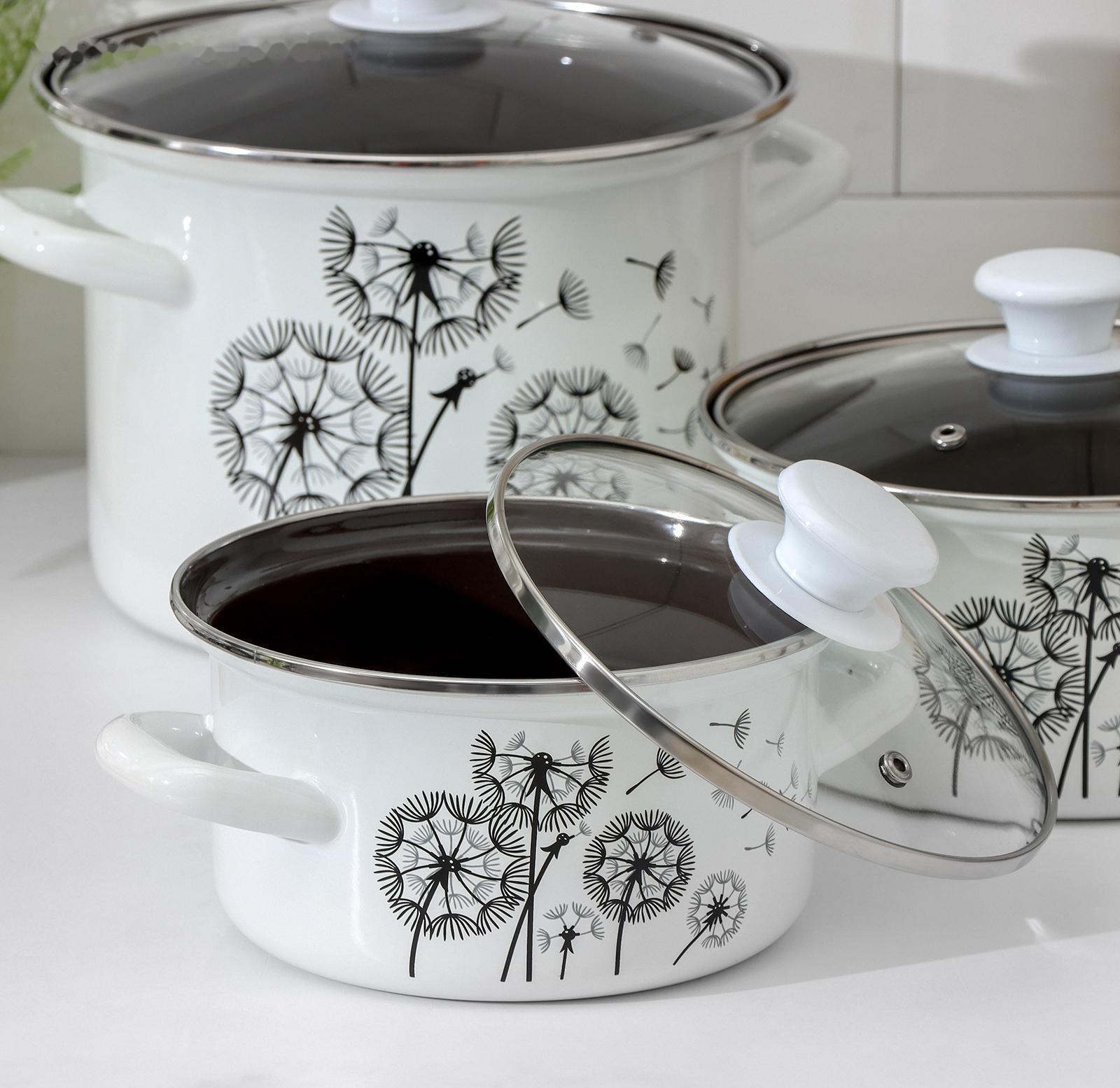 Набор кастрюль «Адажио-5-1 Люкс», 3 предмета: 1,9 л, 2,5 л, 5 л, крышки, индукция, цвет белый