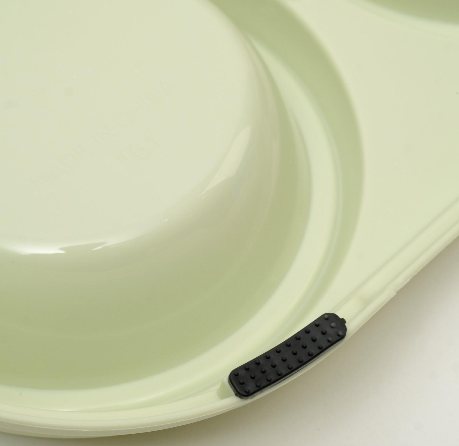 Миска металлическая двойная наклонная на пластиковом основании, 28,5 х 15 х 7 см, зелёная