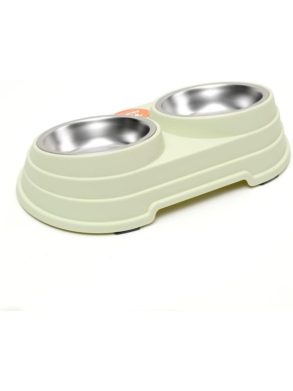 Миска металлическая двойная наклонная на пластиковом основании, 28,5 х 15 х 7 см, зелёная
