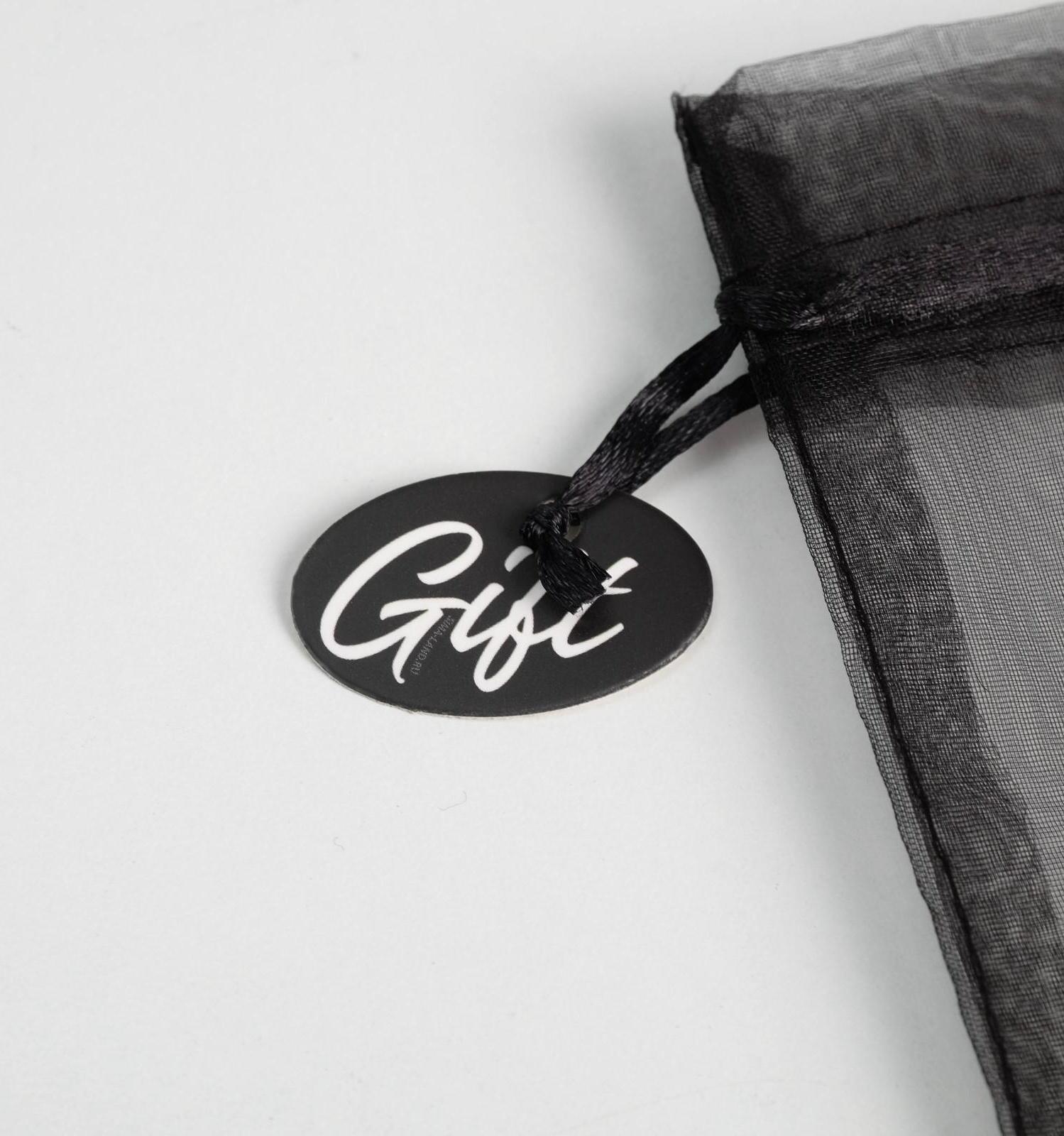 Мешочек подарочный органза черный «Подарок», с шильдиком, 10 х 12 см