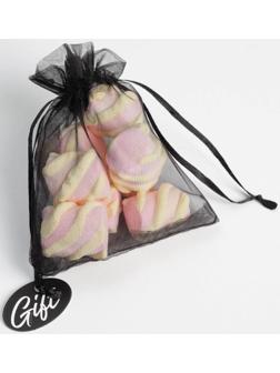 Мешочек подарочный органза черный «Подарок», с шильдиком, 10 х 12 см