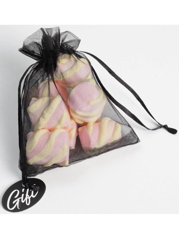 Мешочек подарочный органза черный «Подарок», с шильдиком, 10 х 12 см