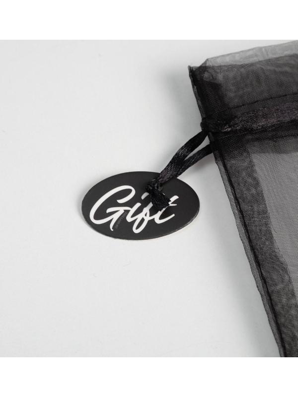 Мешочек подарочный органза черный «Подарок», с шильдиком, 10 х 12 см