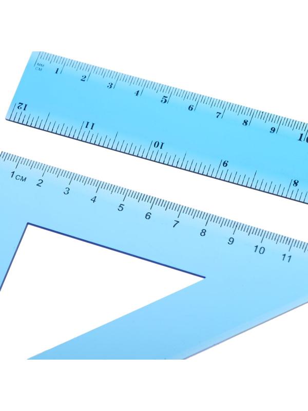 Набор чертёжный 4 предмета (линейка 30 см, угольник 19 см/ 30°, угольник 13 см/ 45°, транспортир) МИКС