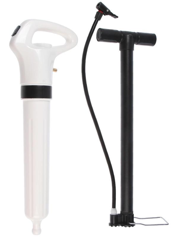 Вантуз пневматический ZEIN, 3 насадки, датчик давления, ручной насос