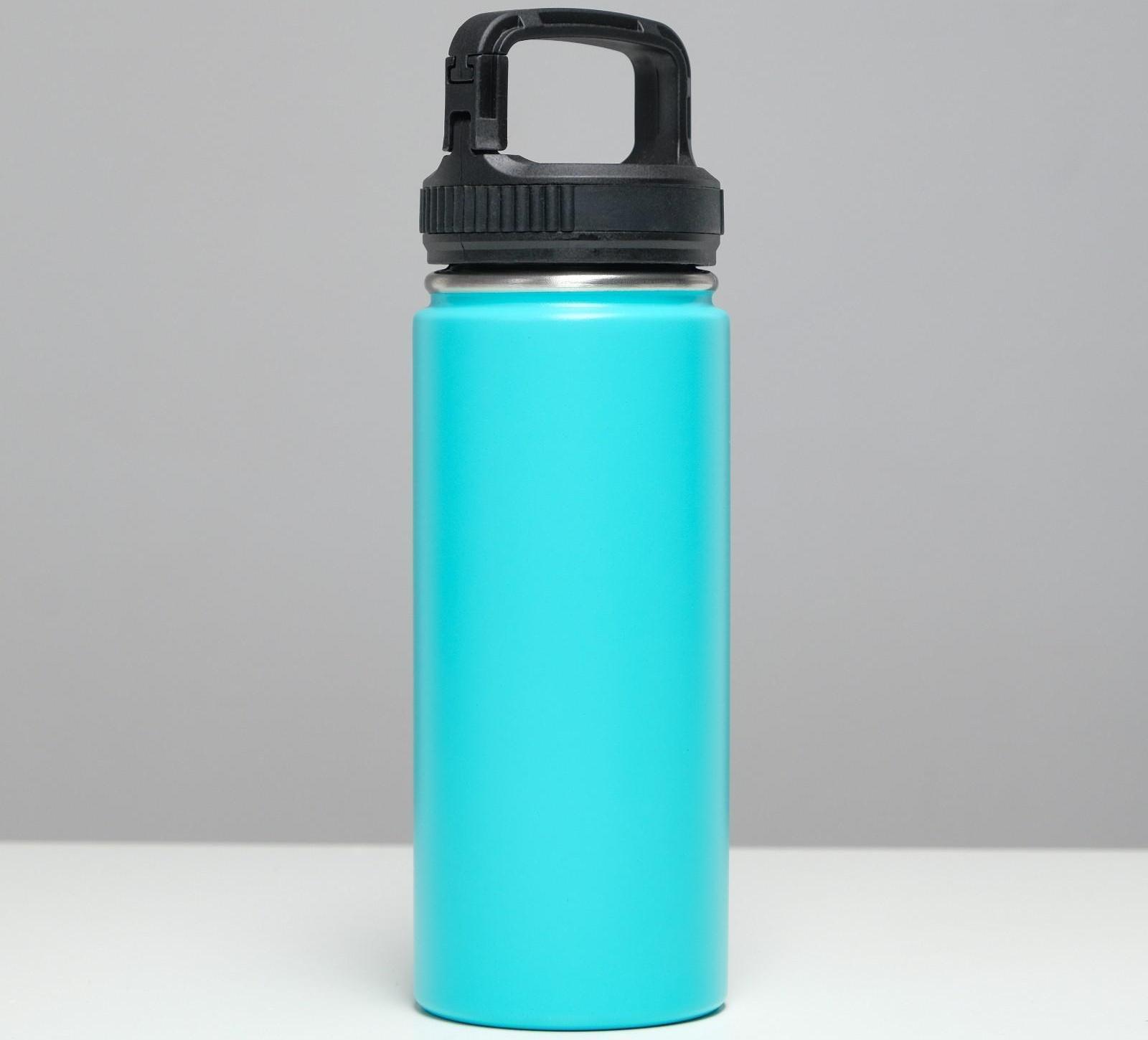 Термос, серия: Карабин, 550 мл, сохраняет тепло 24 ч, голубой