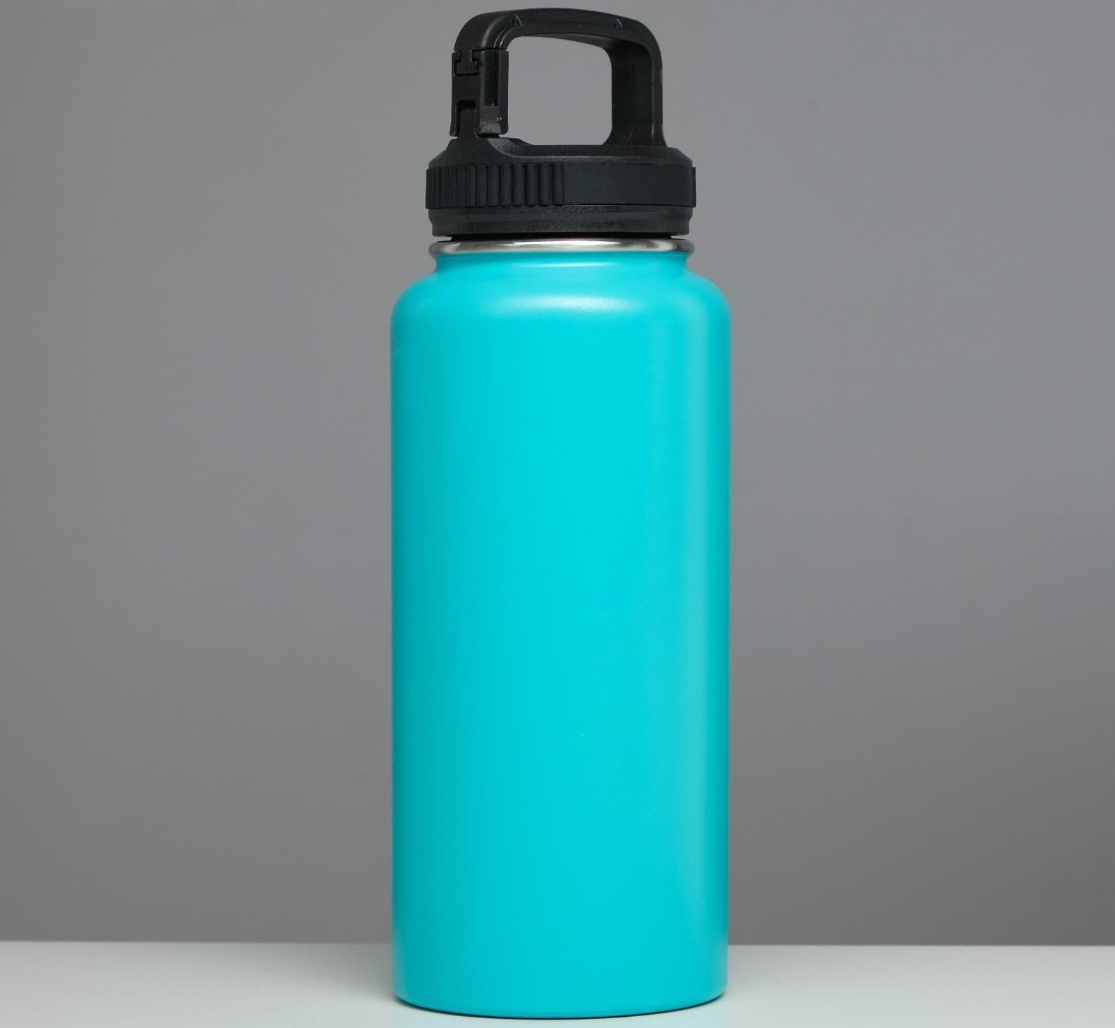 Термос, серия: Карабин, 1 л, сохраняет тепло 24 ч,  голубой