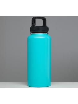 Термос, серия: Карабин, 1 л, сохраняет тепло 24 ч,  голубой