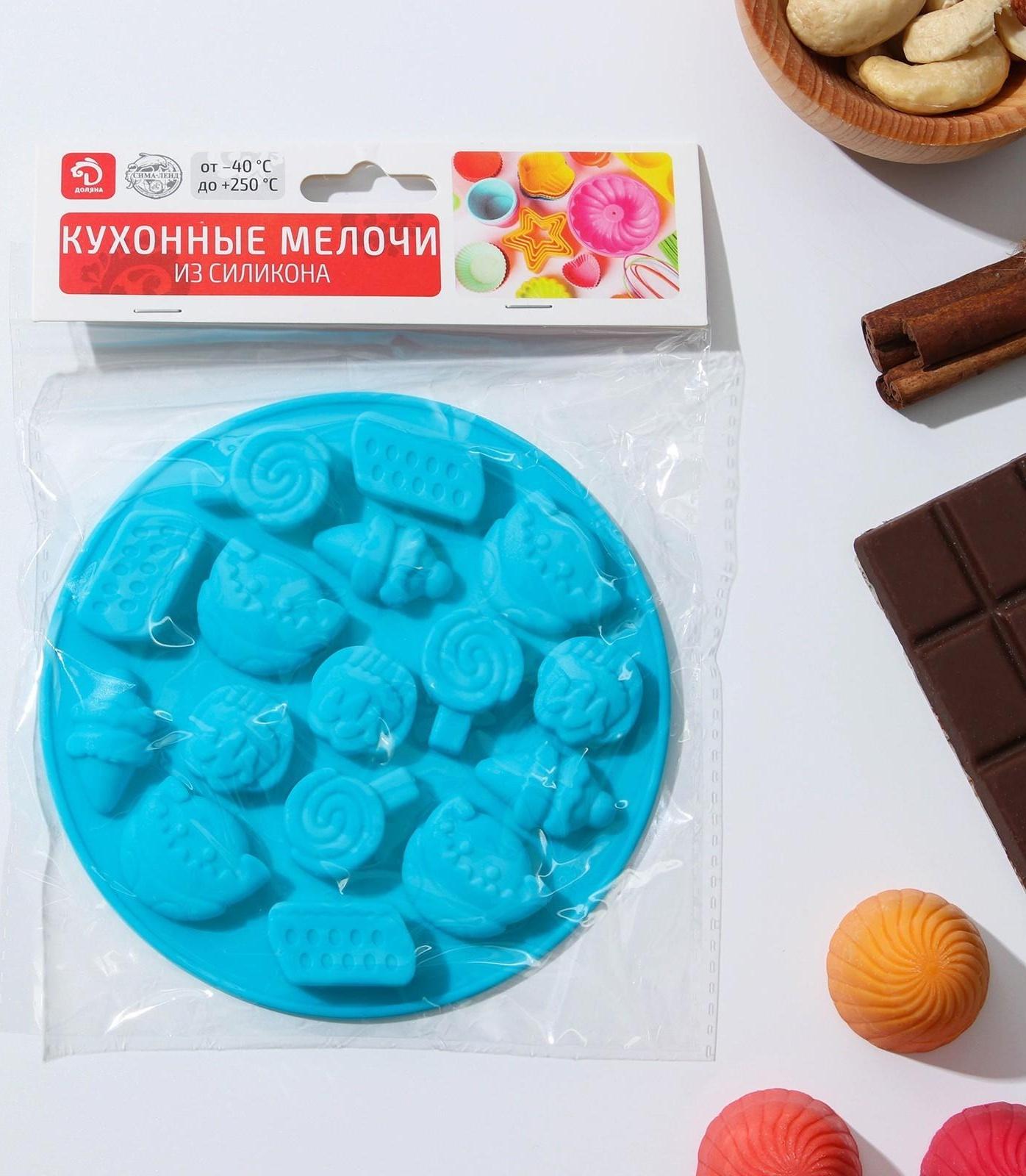 Форма для льда и кондитерских украшений Доляна «Сладости», 12×1 см, силикон, 16 ячеек, цвет МИКС