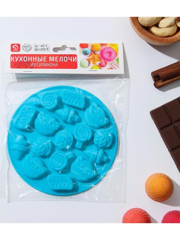 Форма для льда и кондитерских украшений Доляна «Сладости», 12×1 см, силикон, 16 ячеек, цвет МИКС