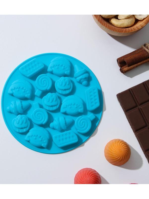 Форма для льда и кондитерских украшений Доляна «Сладости», 12×1 см, силикон, 16 ячеек, цвет МИКС