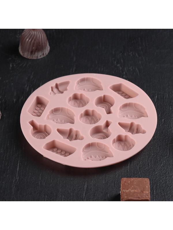 Форма для льда и кондитерских украшений Доляна «Сладости», 12×1 см, силикон, 16 ячеек, цвет МИКС