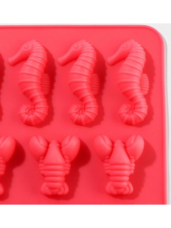 Форма для льда и кондитерских украшений Доляна «Морской мир», 22×14×1 см, силикон, 14 ячеек