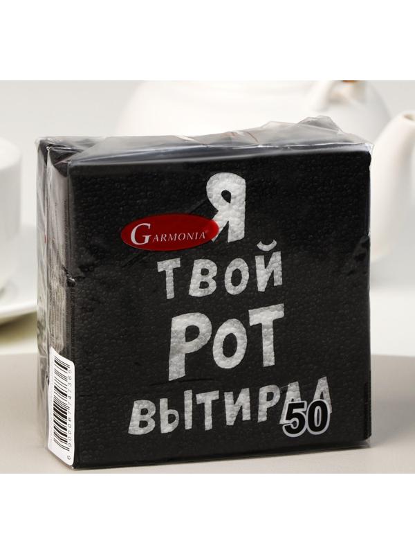 Салфетки бумажные однослойные Гармония цвета «Я твой рот вытирал», 24х24 50 шт. уп