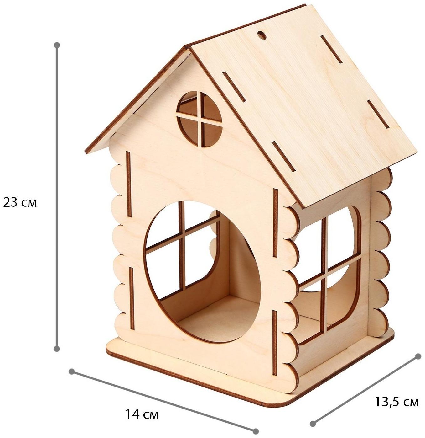 Кормушка для птиц «Изба бревенчатая», 14 × 13,5 × 23 см