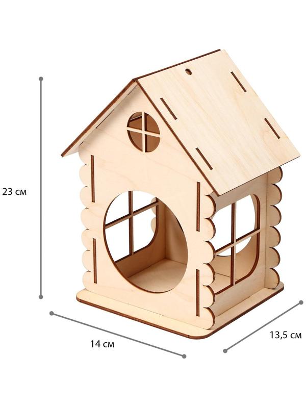Кормушка для птиц «Изба бревенчатая», 14 × 13,5 × 23 см