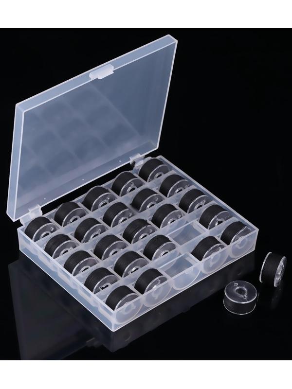 Набор шпулек с нитками в контейнере, d = 20 мм, 25 шт, цвет чёрный