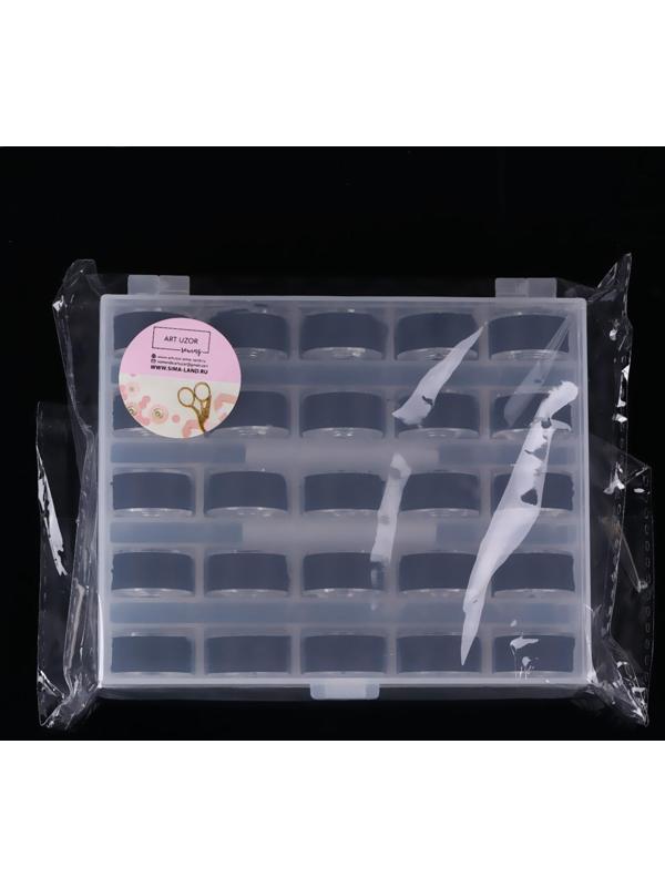 Набор шпулек с нитками в контейнере, d = 20 мм, 25 шт, цвет чёрный