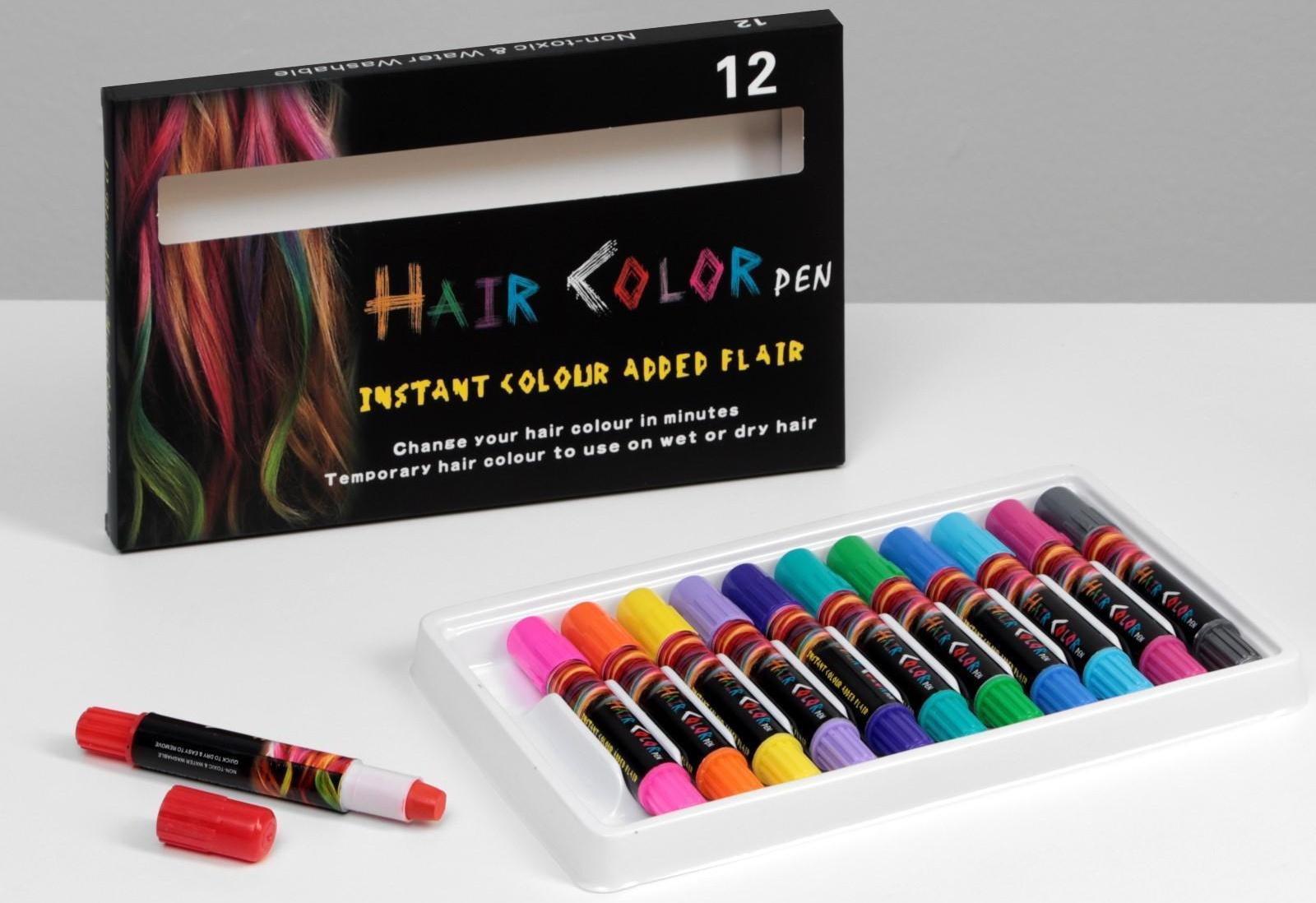 Набор мелков-карандашей для волос, 12 шт.