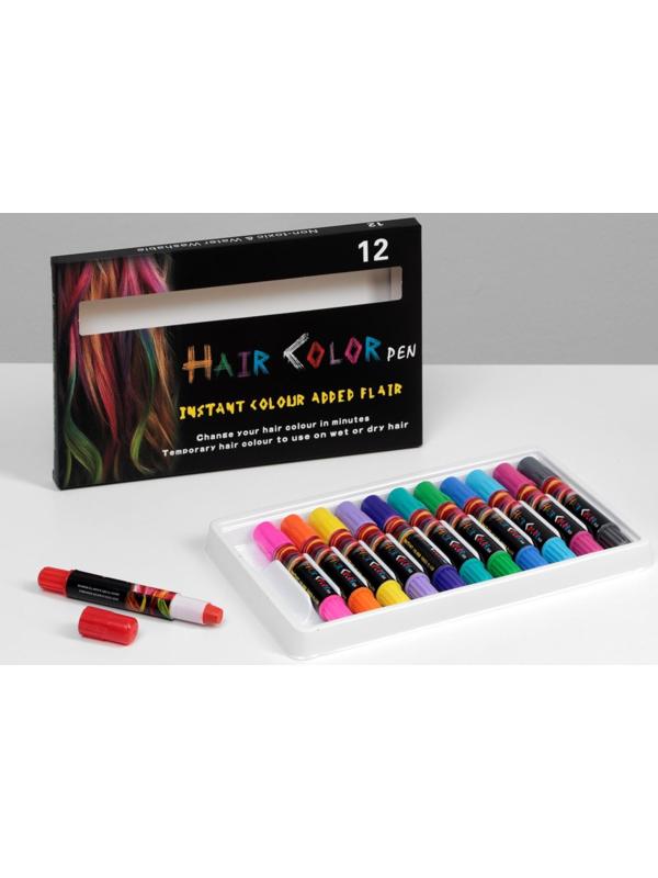 Набор мелков-карандашей для волос, 12 шт.