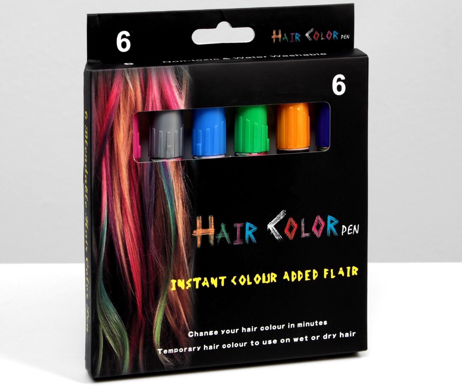 Набор мелков-карандашей для волос, 6 шт.
