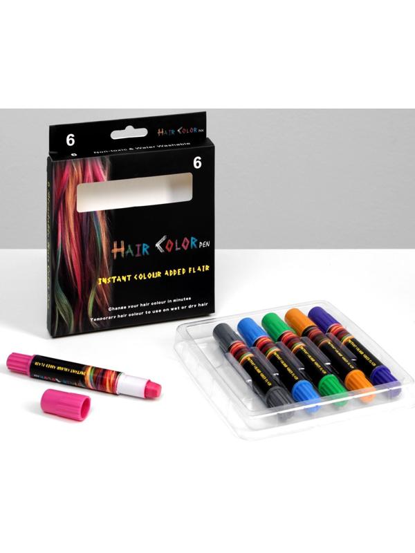 Набор мелков-карандашей для волос, 6 шт.