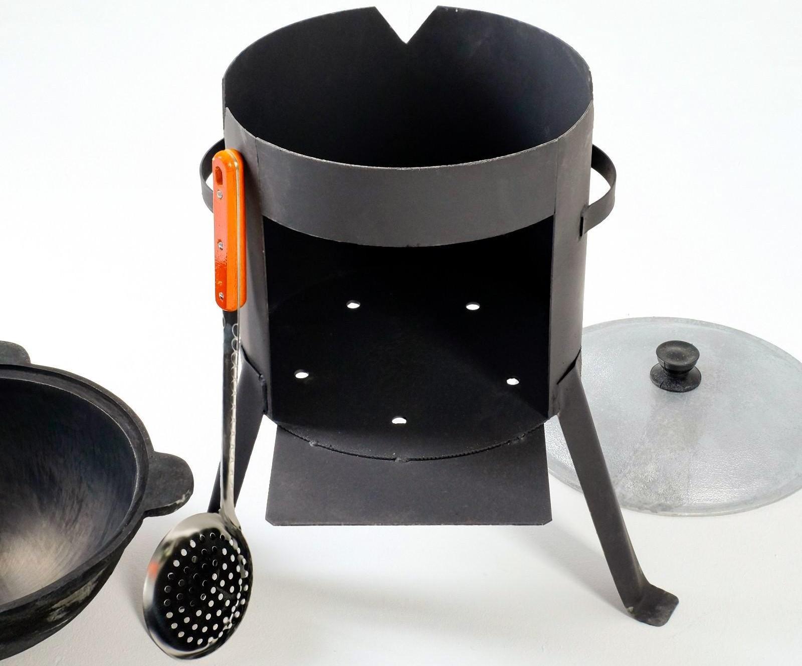 Набор для плова 3 предмета: казан 6 л, печь под казан, шумовка 43 см, приправа в подарок