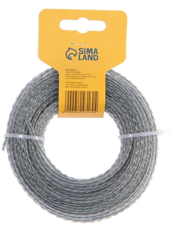 Леска для триммера ТУНДРА, сечение витой квадрат с жилой, двухкомпонентная, d=3 мм, 15 м