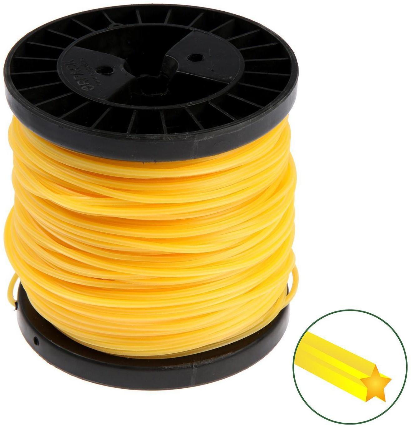 Леска для триммера ТУНДРА, сечение звезда, d=3 мм, 80 м, нейлон